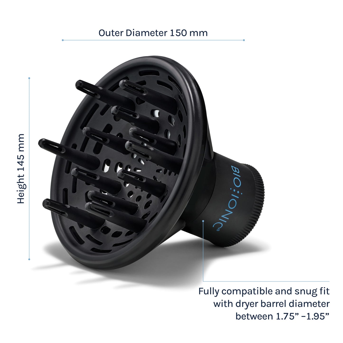 Bio Ionic Universal Diffuser - Fast-Drying Hair Dryer Attachment for Frizz Control & Shine - Fits 2.25" Blow Dryers - Professional Styling Tool for All Hair Types