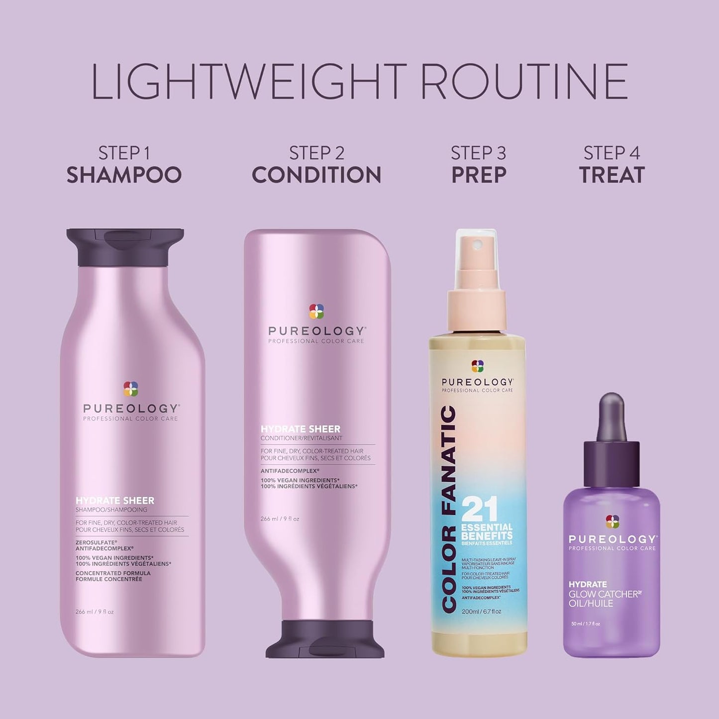 Pureology Hydrate Sheer Shampoo - Lightweight Hydrating Formula for Fine, Dry Color-Treated Hair | Silicone-Free & Vegan
