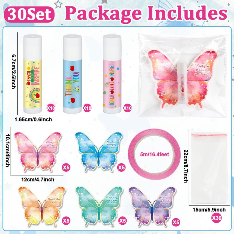 30 Pack Teacher Employee Appreciation Gifts Bulk Lip Balm Thank You for Being My Teacher Moisturizing and Nourishing Lip Care Set for Graduation Teacher’s Day Retirement Birthday Party Supplies