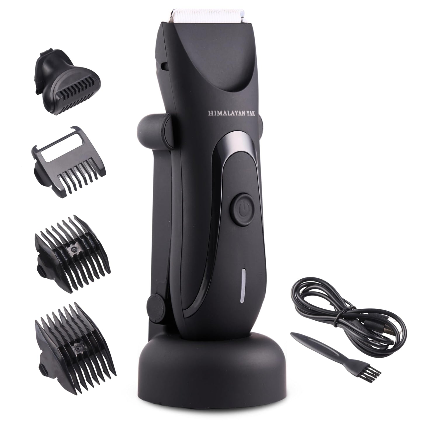 HIMALAYAN YAK Dual-Head Electric Body Hair Trimmer for Men & Women, Waterproof Groin & Bikini Shaver, Wet/Dry Groomer with Replaceable Ceramic Blades,USB Recharge Dock, Hygiene Razor for Full-Body Use