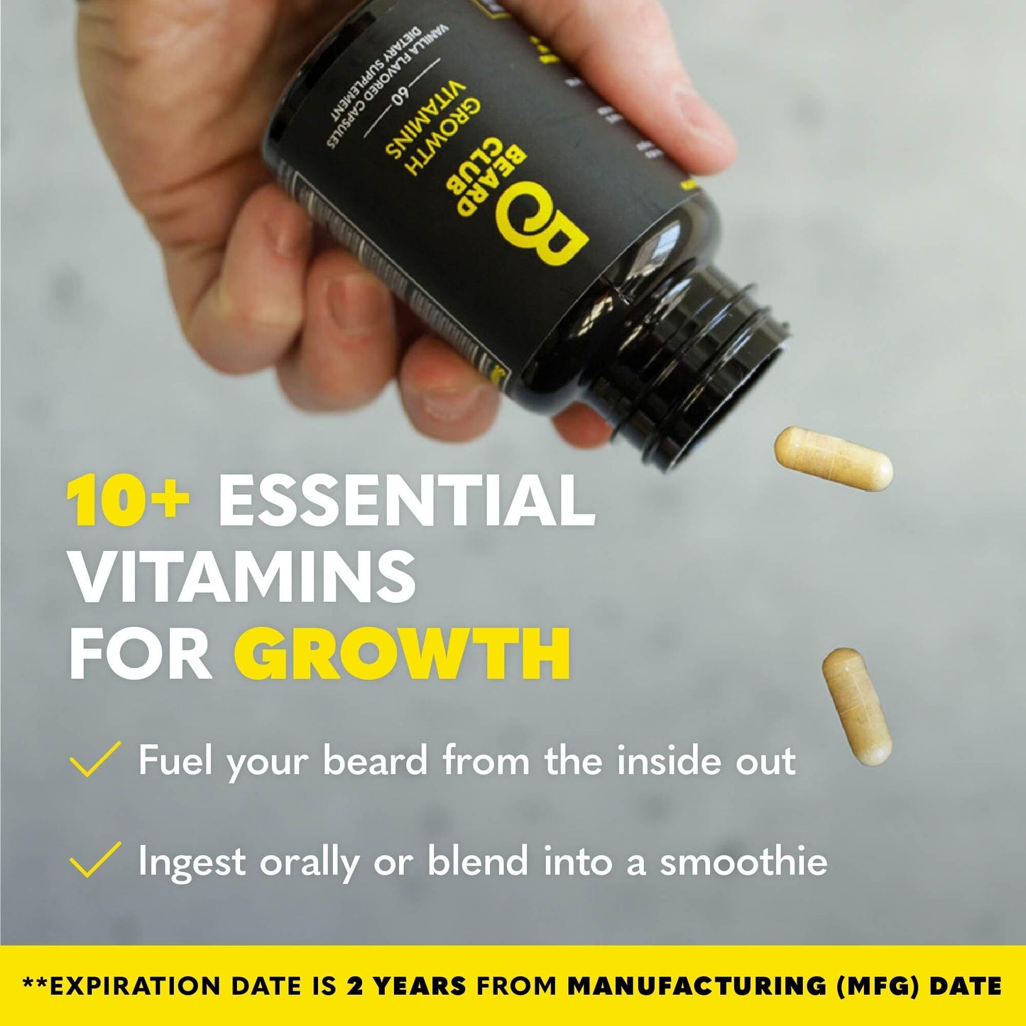 The Beard Club - Beard Growth Vitamins - Support A Thicker Fuller Beard, Fill in Patches - Minerals & Multi-Vitamins Help Support and Stimulate Healthier Facial Hair Growth
