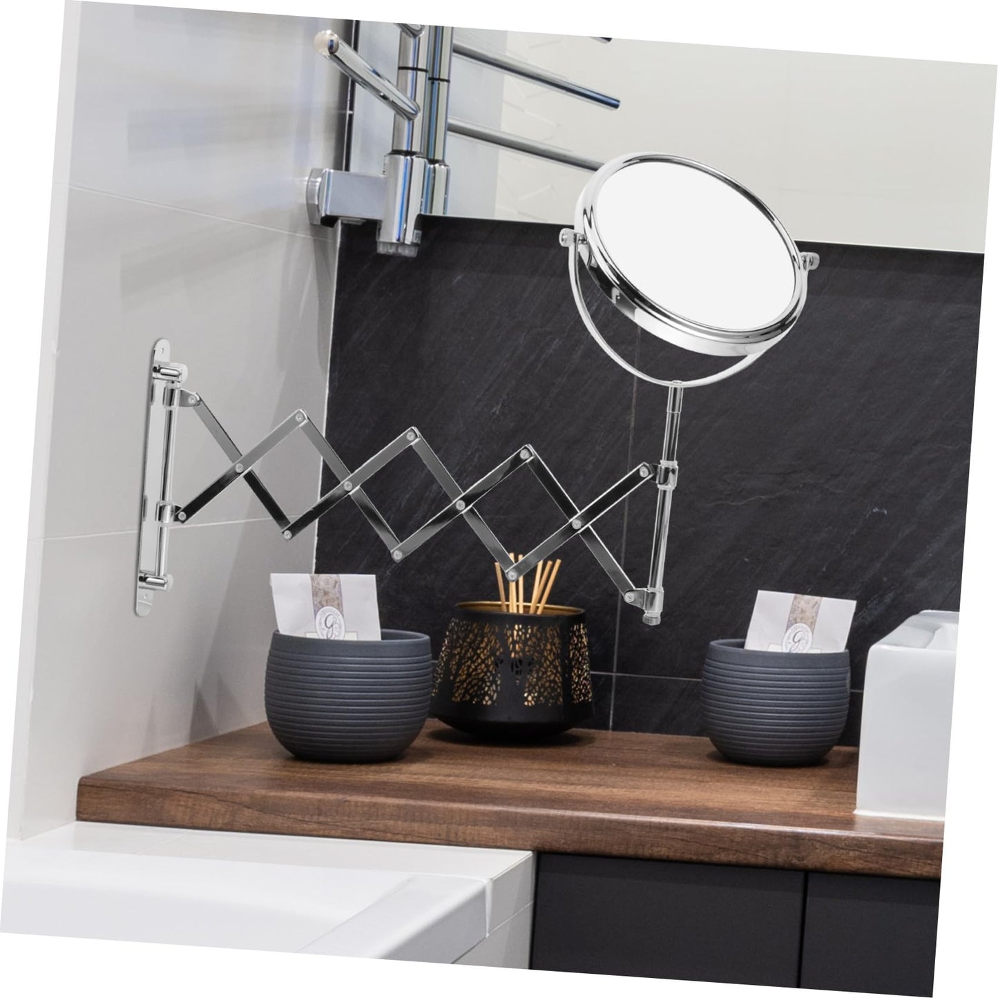 BESPORTBLE Wall Mount Makeup Mirror, 6-Inch Two-Sided Extension Mirror with 3X Magnification - Chrome Bathroom 360° Swivel
