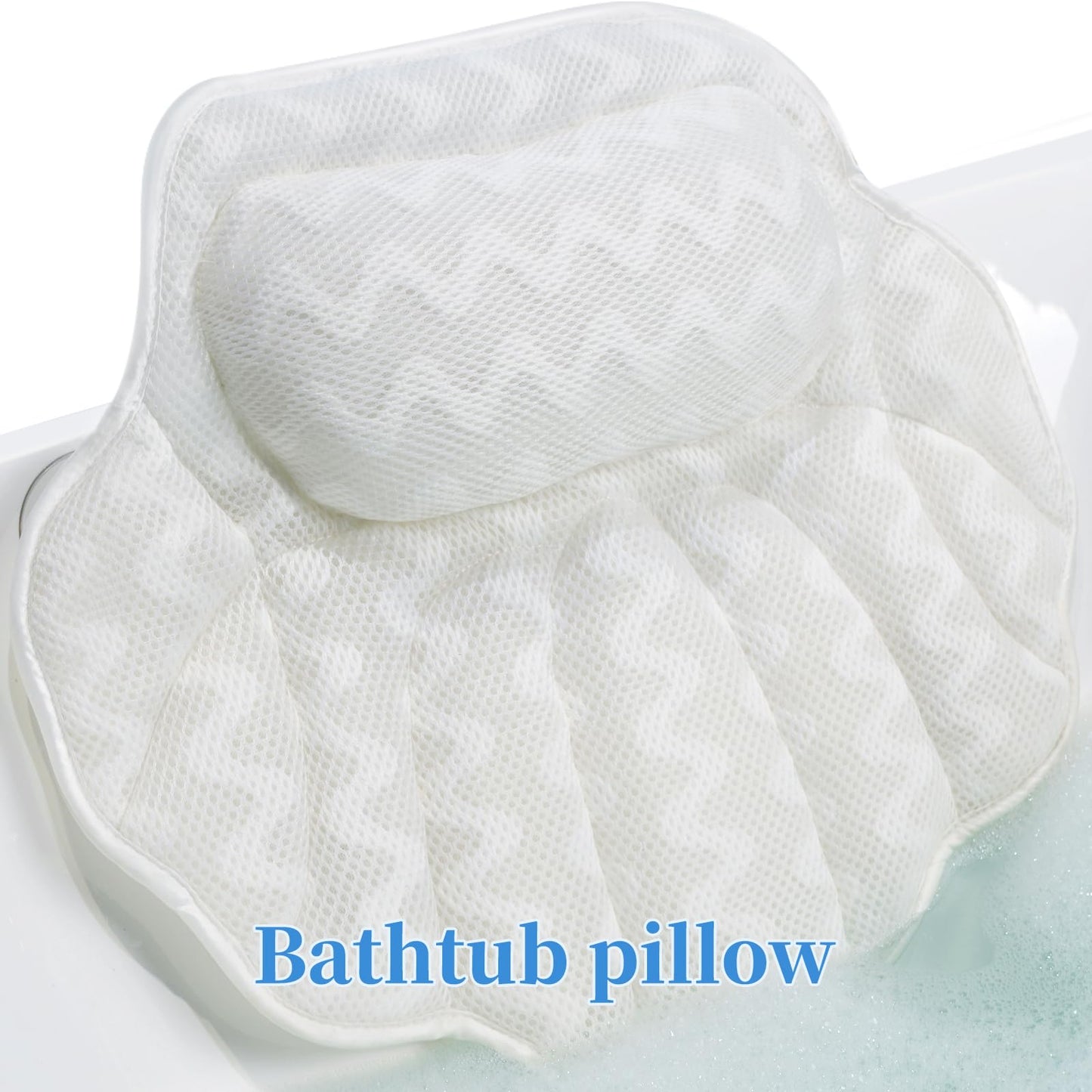 Super Thick Bath Pillow, Soft and Comfortable Bath Pillow, 4D mesh Fabric and 6 Non-Slip Suction Cups, Used for Bathtub Head and Neck Support to Relax Family spa hot tub Essentials, Ladies Bath Gift