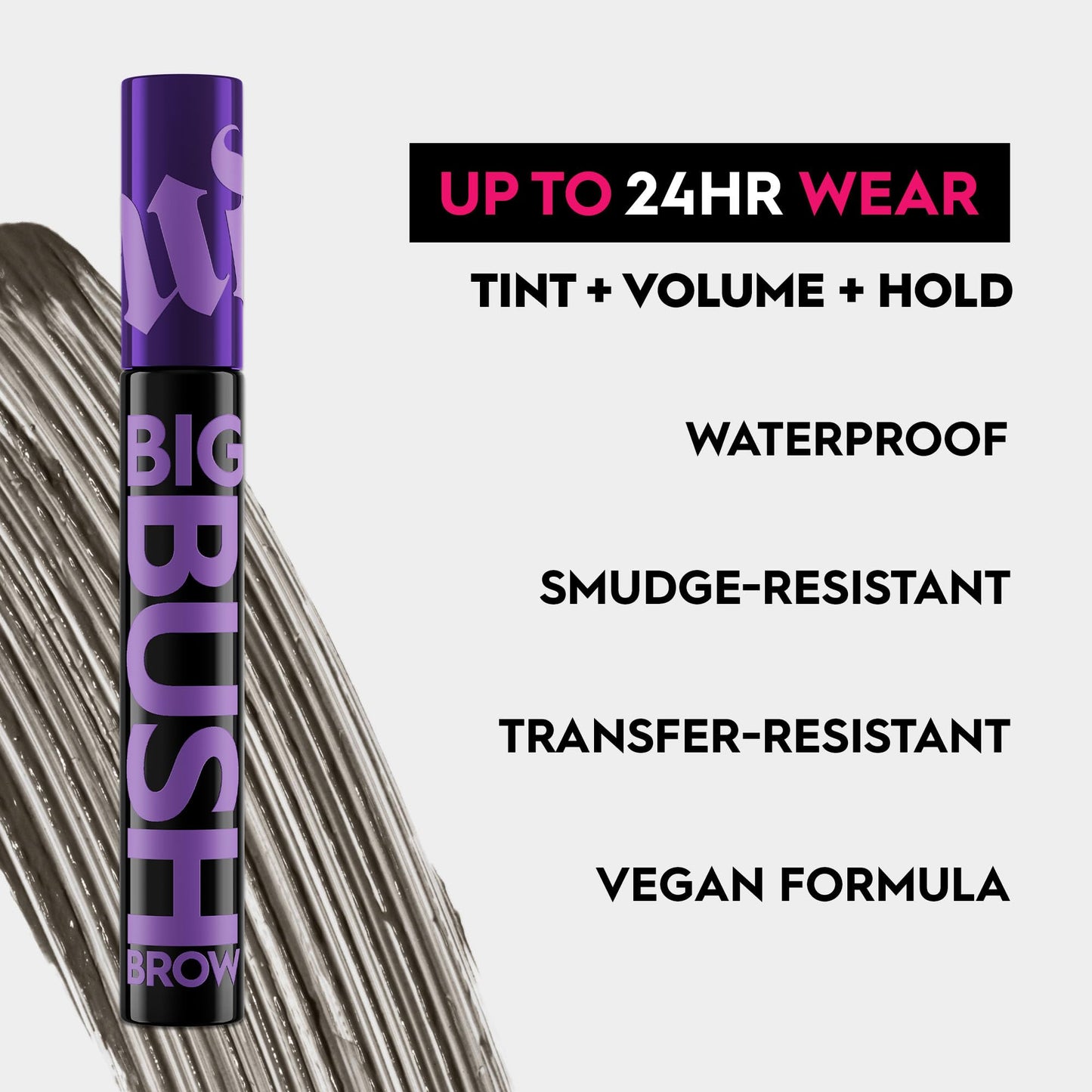 Urban Decay Big Bush Volumizing Tinted Eyebrow Gel (Neutral Nana - Neutral Brown), Waterproof, Smudge-Resistant, Flake-Resistant, Buildable Brow Gel Fibers, Up to 24 HR Hold - 0.19 fl oz