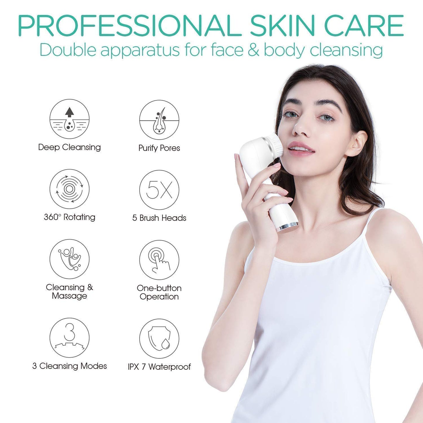 Blackhead Remover Pore Vacuum - Rechargeable Facial Cleansing Brush for Deep Cleaning & Exfoliation