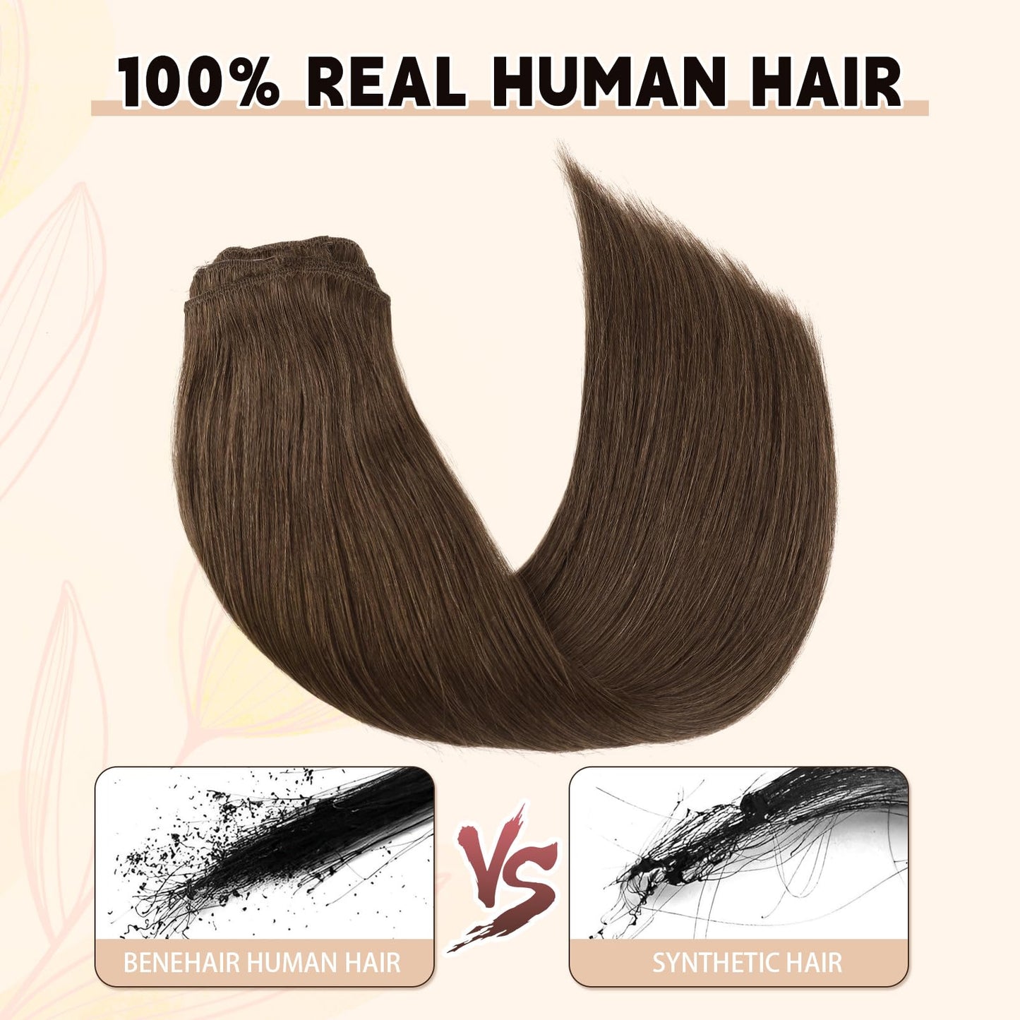 Sassina Clip in Remy Hair Extensions Real Human Hair 14 Inch Straight Clip in Human Hair Extensions Medium Brown Double Weft Clip ins Extensions 8 Pcs 90 Grams #4
