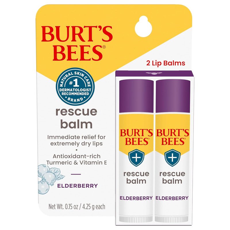 Burt's Bees Elderberry Lip Balm - Antioxidant-Rich, Tint-Free Natural Care | 2 Tubes, 0.15 oz Each
