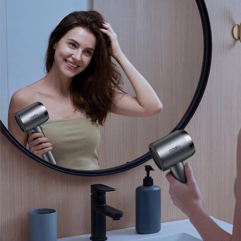 Confu Hair Blow Dryer | Plasma Ionic 1600W Fast Drying for Curly Hair - Lightweight & Portable Design