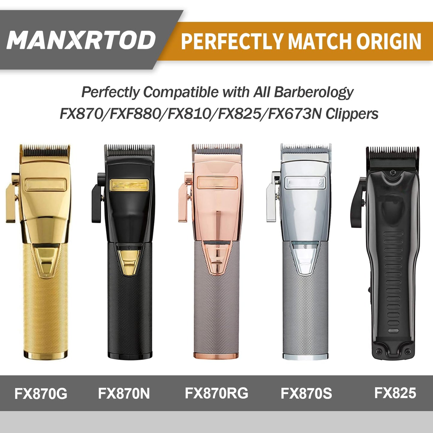 Manxrtod FX801R Replacement Blades Compatible with FX870/FXF880/FX810/FX825/FX673N Clippers, DLC Replacement Taper Blades for FX Clipper Blades, Silver