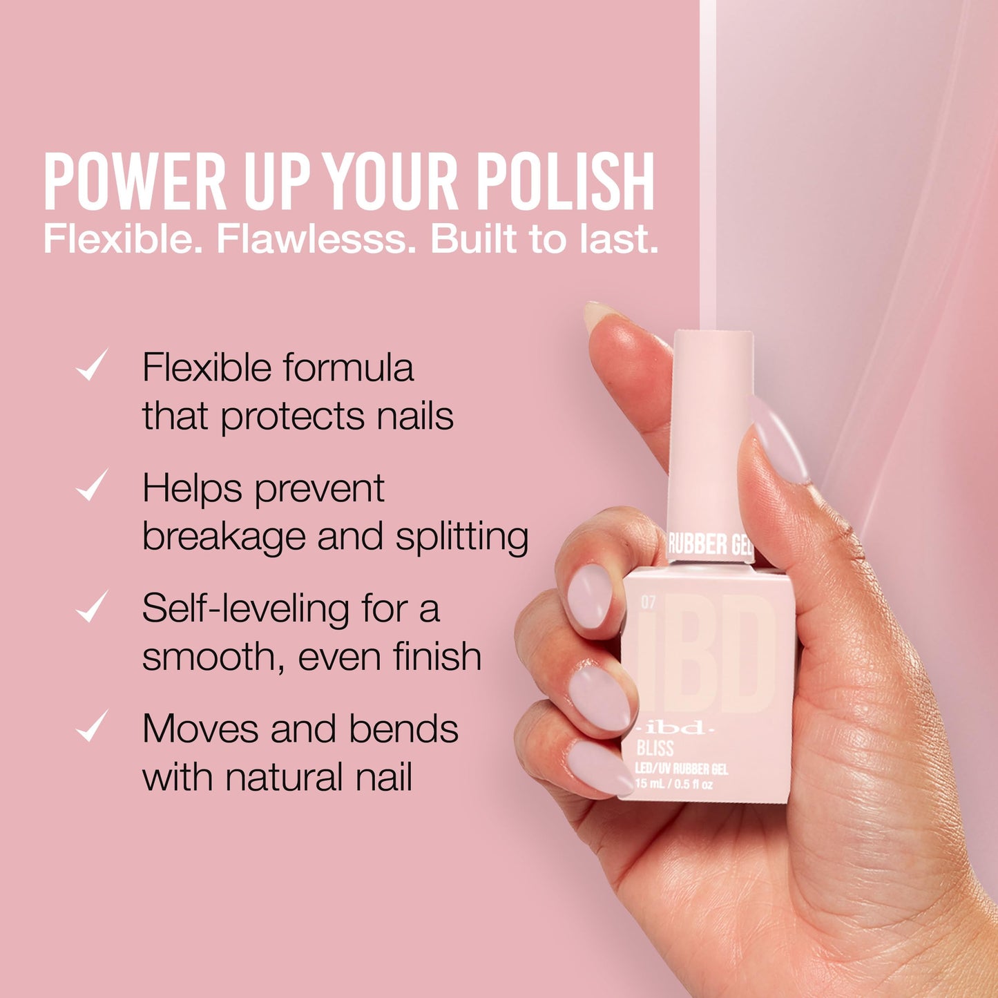 IBD Rubber Gel Polish - Bliss, LED/UV Soak Off Builder Gel for Nails, Strengthening Base Coat for Nail Polish & Extensions, 0.5 fl oz