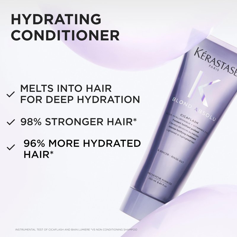 Kerastase Blond Absolu Cicaflash Conditioner - For Bleached & Damaged Hair, Strengthens & Nourishes, With Hyaluronic Acid, Protects Against Breakage, 2.5 Fl Oz, Travel Size