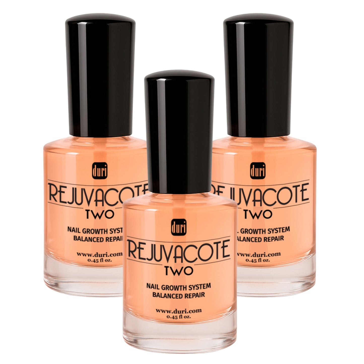 Duri Rejuvacote 2 Nail Growth Base and Top Coat, Balanced Repair - Nail Strengthening for Peeling Thin or Fragile Nails (Pack of 3)