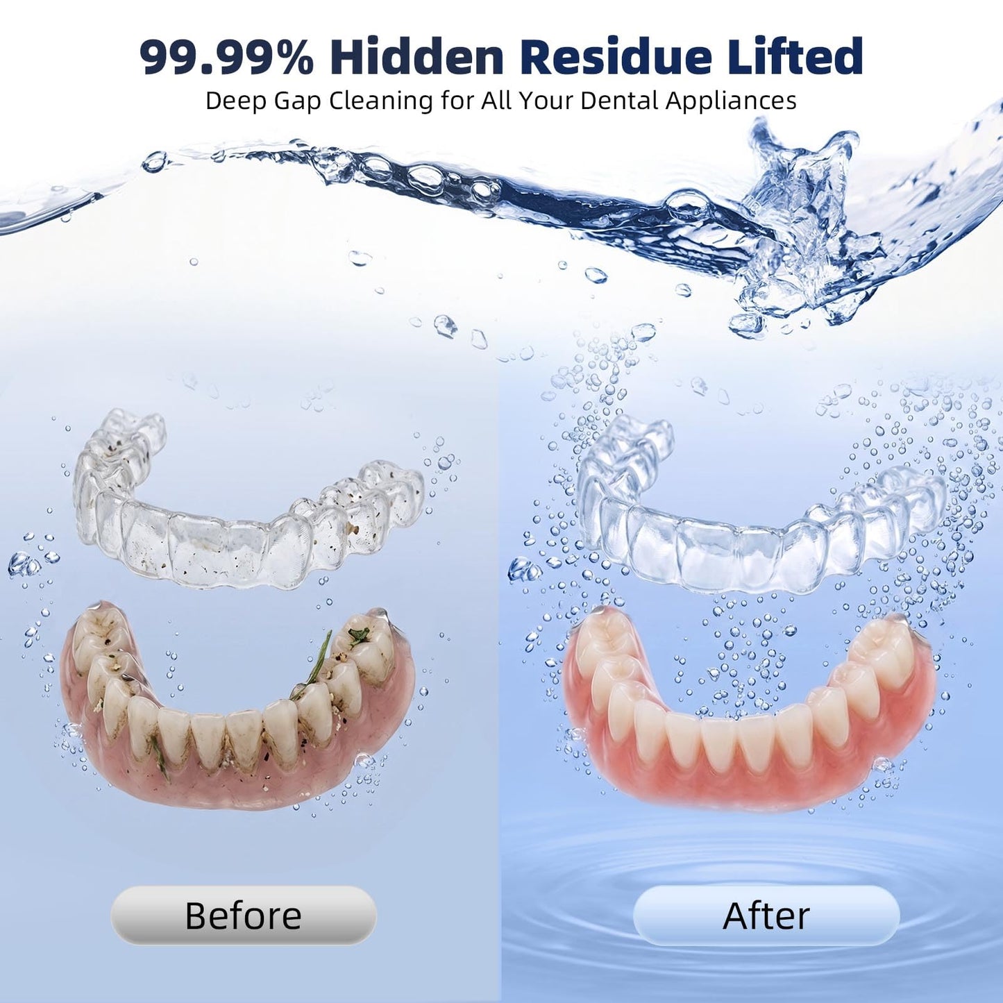Ultrasonic Retainer Cleaner Machine, Denture Cleaner for Aligners Night Guards Braces Mouth Guards Toothbrush Heads，All-in-One Dental & Jewelry Cleaner, 45kHz 200ML, Dual Modes