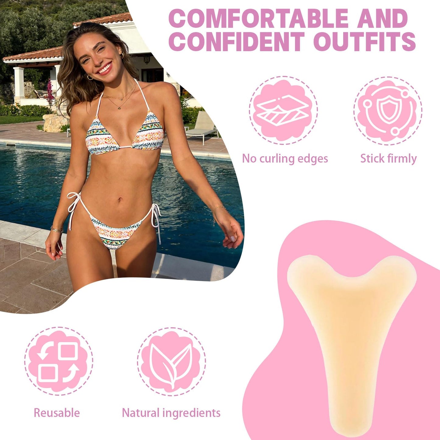 Female Crotch Privacy Guard - Seamless Adhesive Contouring Inserts for Leggings, Swimwear & Yoga Pants - Invisible Comfort Shield for Women's Activewear - Reusable Silicone Concealer Protective Pads