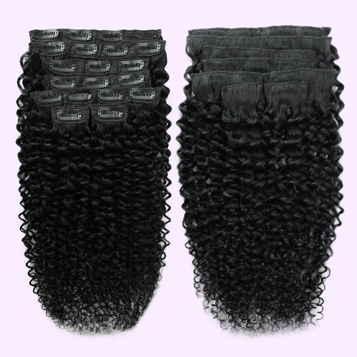 3C 4A Curly Clip In Hair Extensions Real Human Hair 18 Inch 110g 8pcs Kinky Curly Clip Ins Full Head for Black Women 100% Brazilian Remy Human Hair Extensions Natural Color with 20 Clips