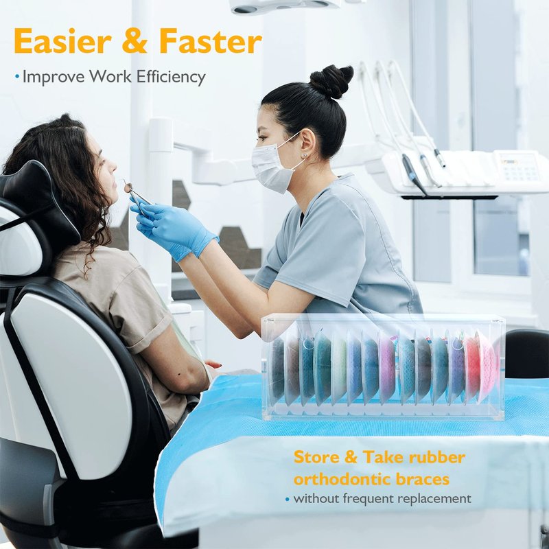 faruijie Power Chain Organizer Case - Dental Orthodontic Elastic Rubber Chain Dispenser Orthodontic Braces Rubber Band Acrylic Holder with Lid