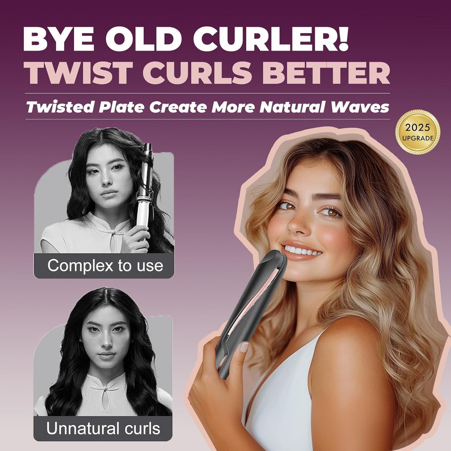 2-in-1 Curler and Straightener | Ceramic Coating, Fast Heat, Dual Voltage - Perfect for Travel