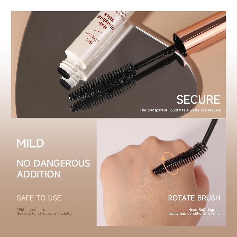 BEUKING Broken Small Hair Finishing Stick Hair Smoothing Cream Loose Hair Quick Styling Non-Greasy Non-Sticky Bangs Styling Gel for Frizz Control & Fixing Stereotypes Hair Mascara for All Hair Types