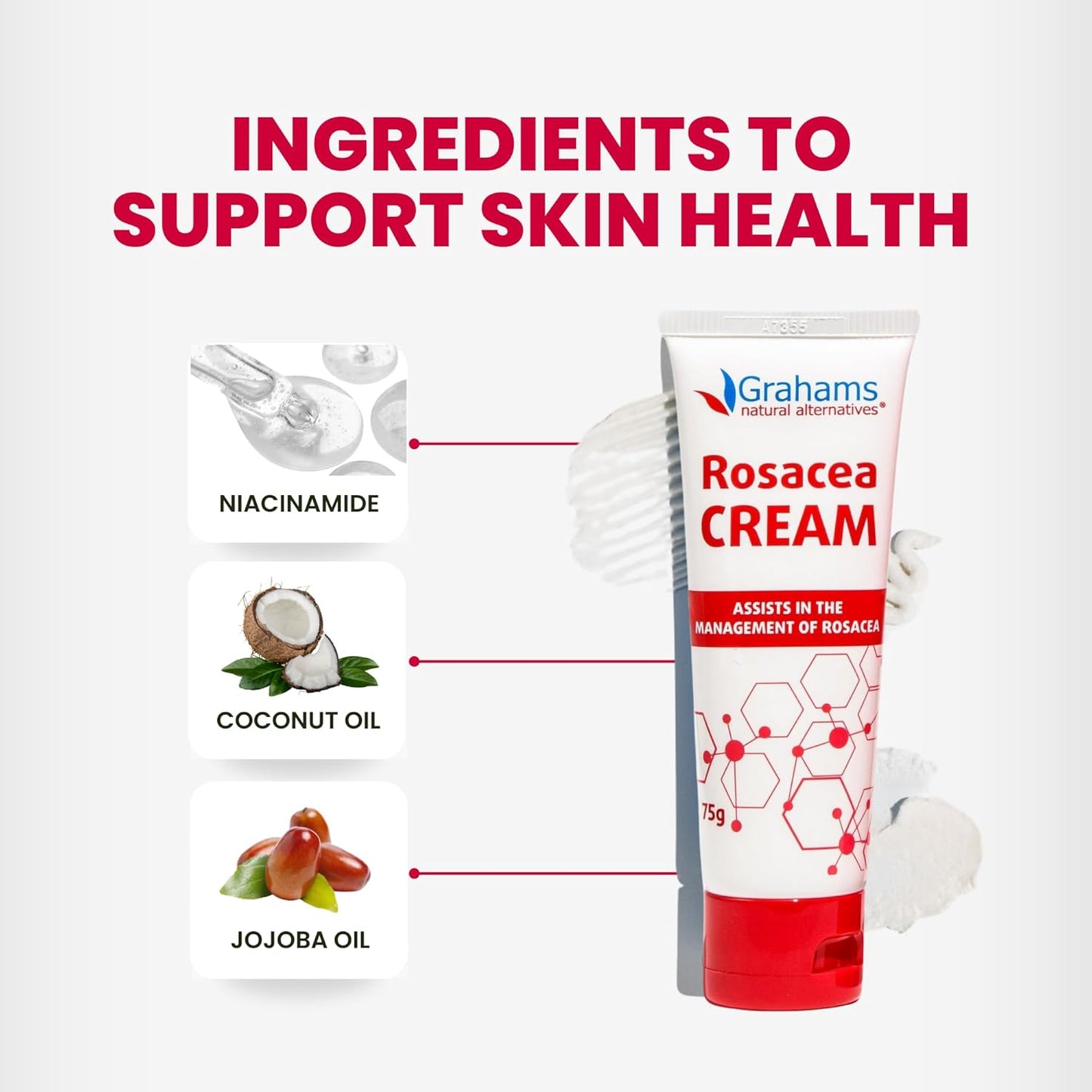 Natural Rosacea Treatment - Anti-Redness Face Cream to Soothe Flare-Ups | Hypoallergenic, Steroid-Free (2.64 fl oz)