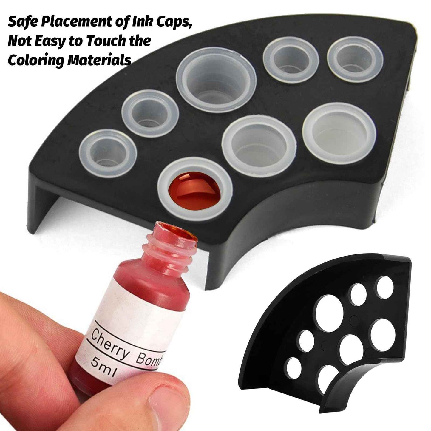 Tattoo Ink Caps with 3Pcs Tattoo Ink Cup Holders - Romlon Ink Caps Kit Include 1000pcs Disposable Large Ink Cups and 3pcs Ink Cap Holders Permanent Makeup Container Cap and Holder for Tattoo Supplies
