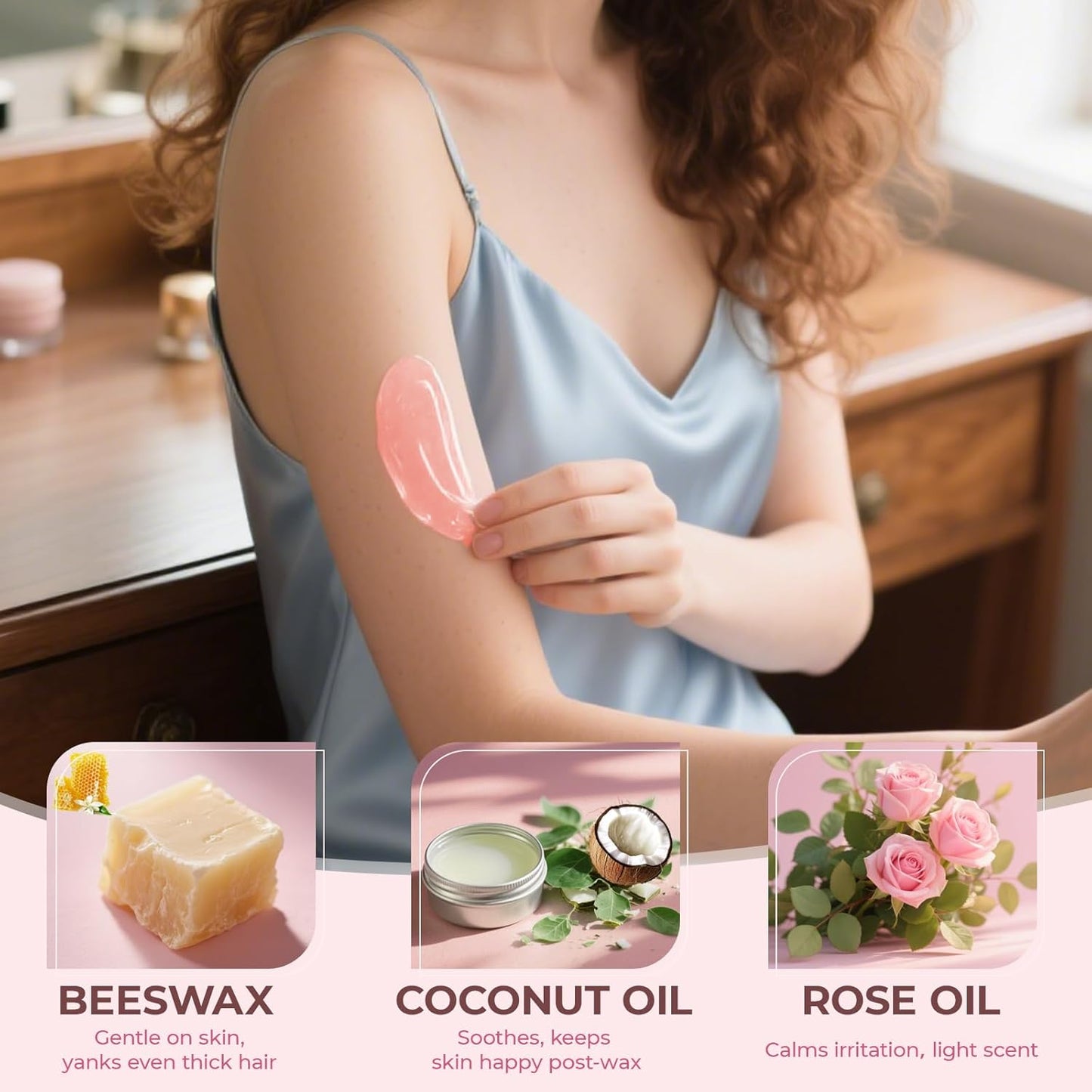 Hard Wax Beads for Hair Removal - 2.5lb Brazilian Bikini & Coarse Hair | Sensitive Skin, Rose