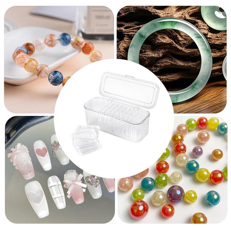 JAPCHET 24 PCS 3.3 Inch Press on Nail Organizer, Clear Storage Box with 2 Big Storage Box for Nails Display Home Salon
