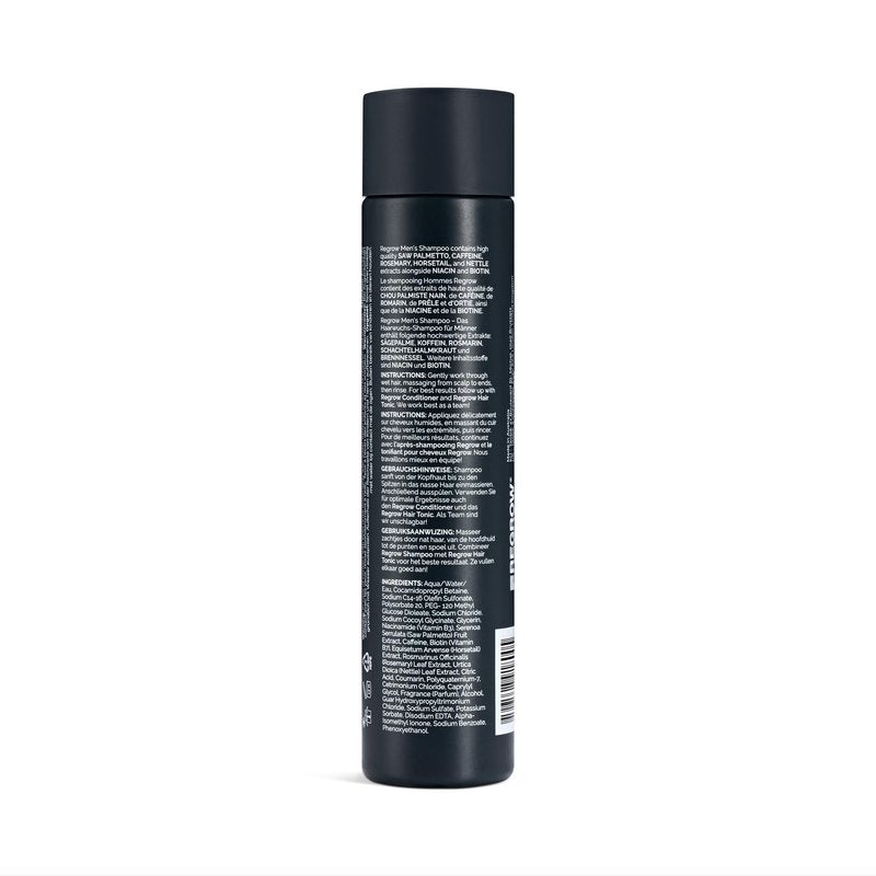 REGROW Mens Shampoo for Thicker, Stronger Hair, Cleanses the Scalp and Helps Reduce Hair Loss and Thinning with Caffeine, Biotin and Niacinamide, Sulfates and Paraben Free 10.14 Fl. Oz