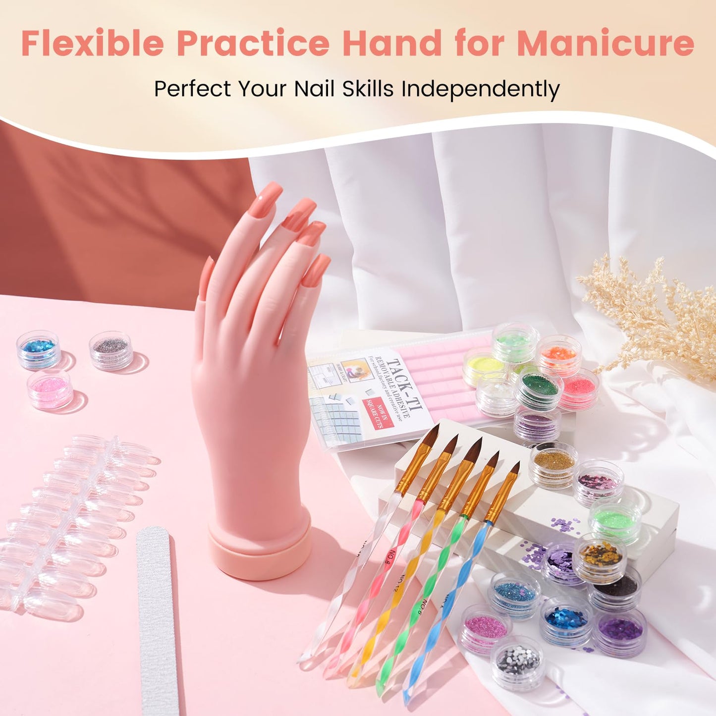 Nail Kit for Beginners with Everything: Practice Nail Hand &Gift Bag