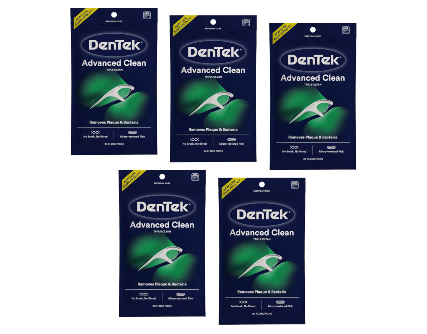 DenTek Triple Clean Advanced Clean Floss Picks 90 Count (Pack of 5)
