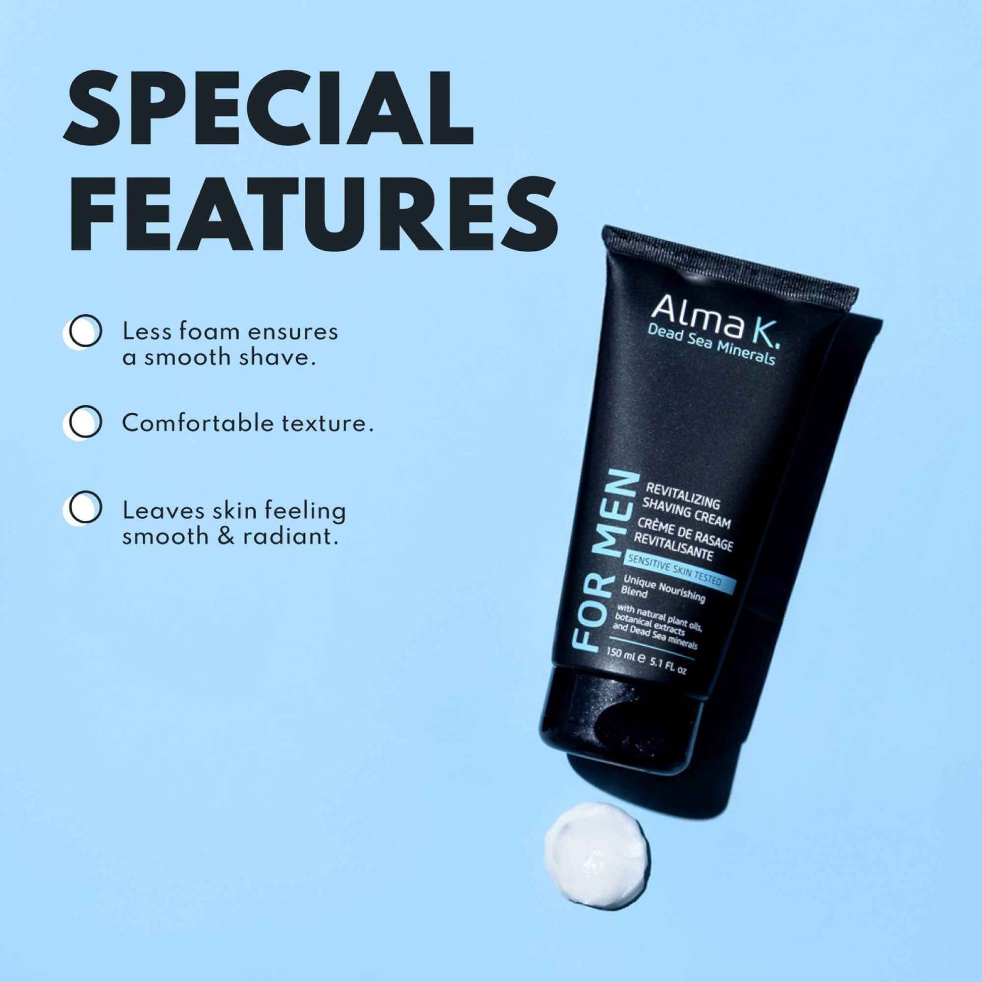 Alma K Revitalizing Shaving Cream - Nourishing and Calming Mens Shaving Cream with Dead Sea Minerals, Argan Oil - Gentle Shave Cream for Men - 5.1 oz