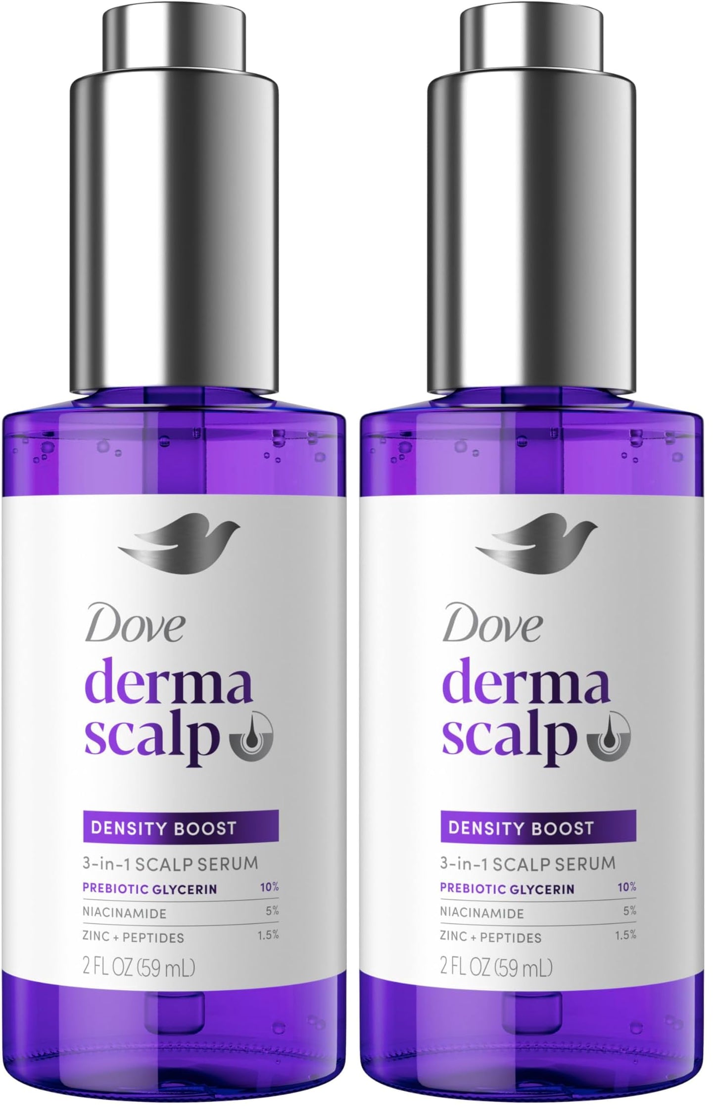 Dove Derma Scalp Density Boost 3-in-1 Scalp Serum With Prebiotic Glycerin,Zinc + Peptides,and Niacinamide For Breakage And Hair Thinning 2 oz,(Pack of 2)