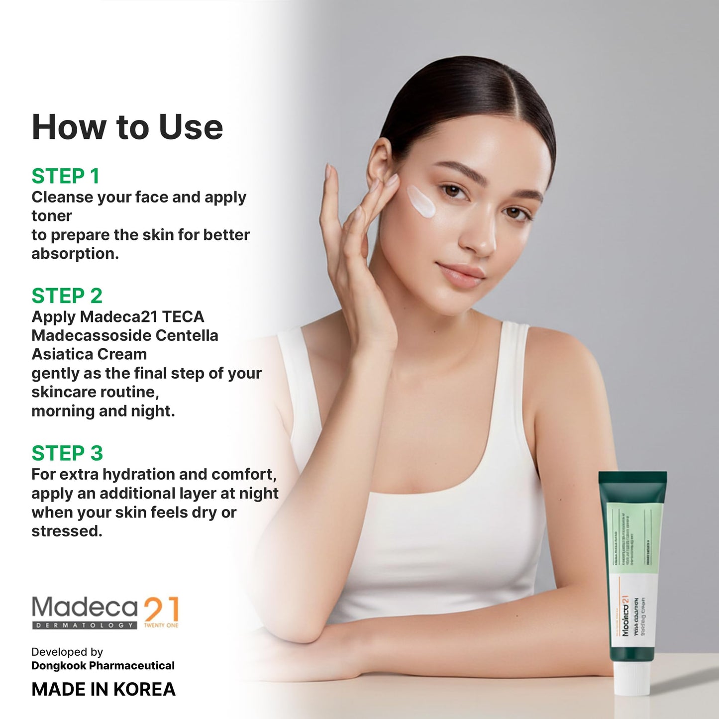 TECA Madecassoside Centella Asiatica Cream (1.69fl oz) –Korean Skin Care Cica Soothing Moisturizer for Sensitive Skin, Redness Relief & Barrier Repair, Lightweight Daily Hydrating Face Cream, Collagen