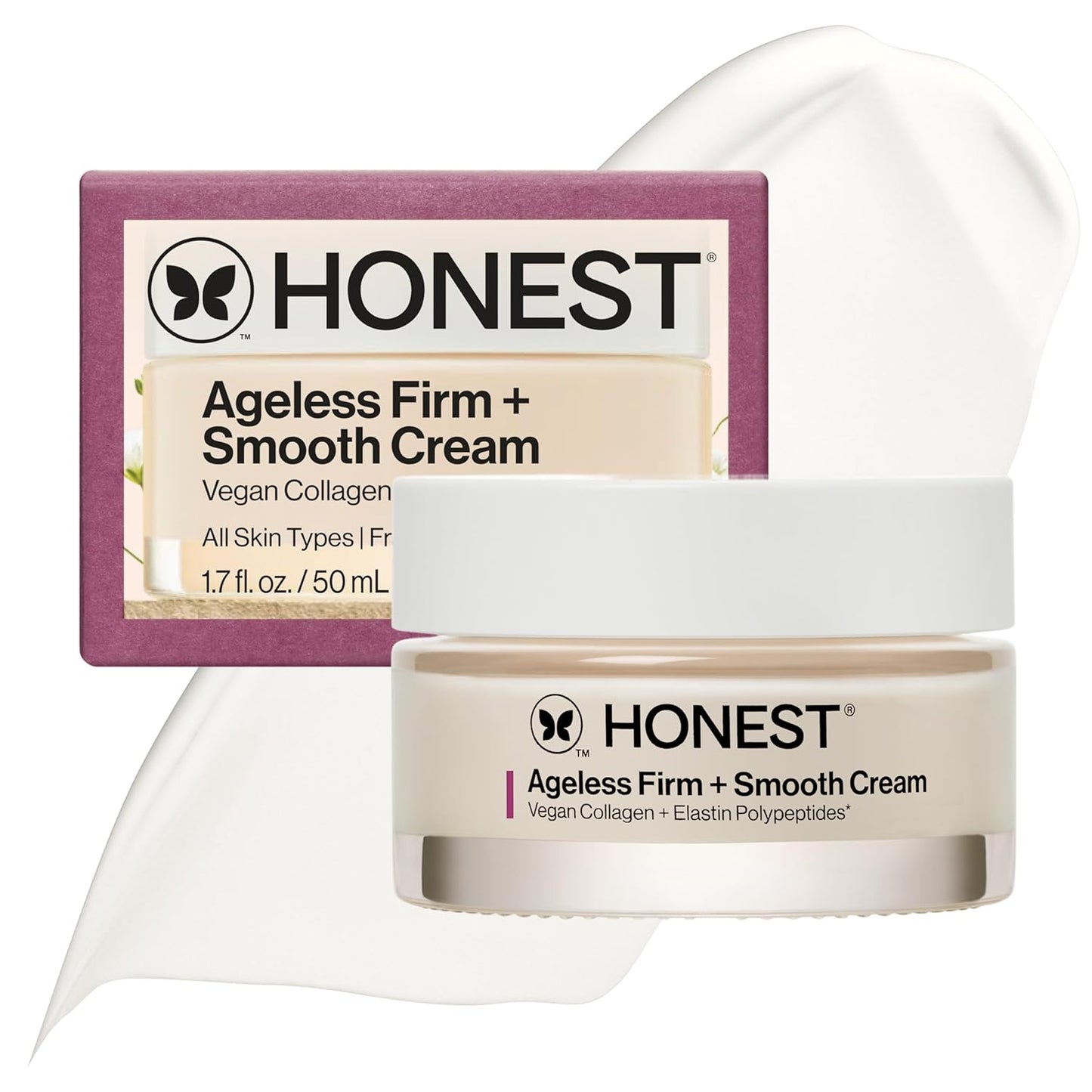 Honest Beauty Ageless Firming Cream - Vegan Collagen & Elastin, Fragrance-Free | 1.7 fl oz