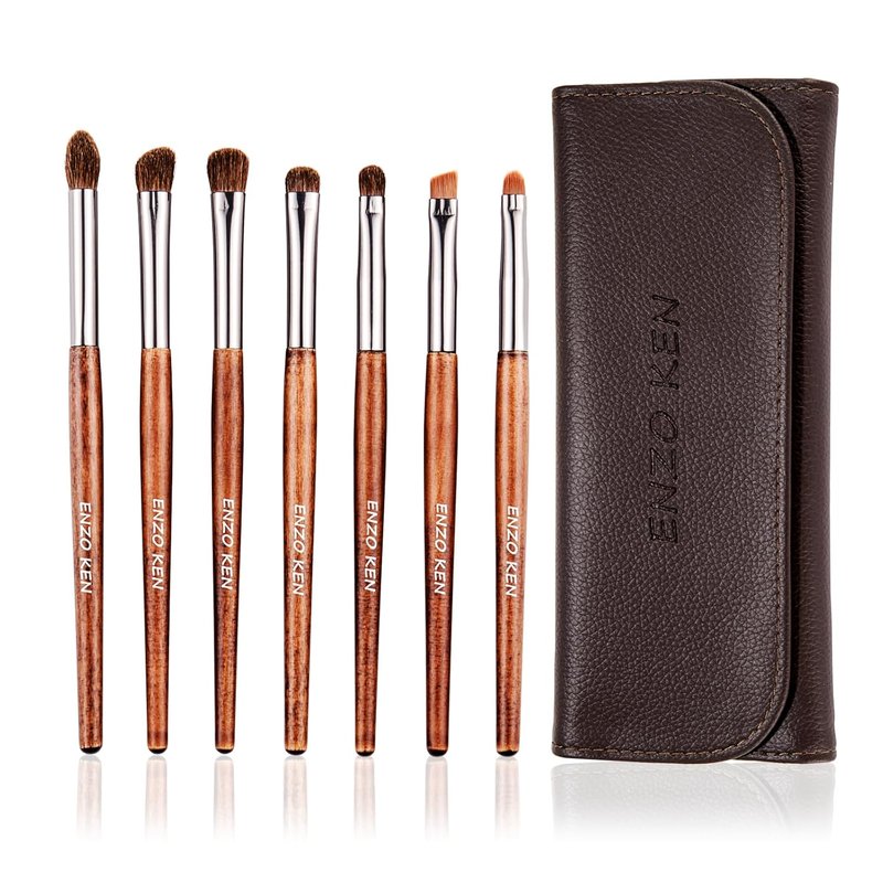 Natural Pony Hair Eye Shadow Brush Set - Professional Small Eyeshadow Brushes for Makeup | Includes Angled & Blending Brushes