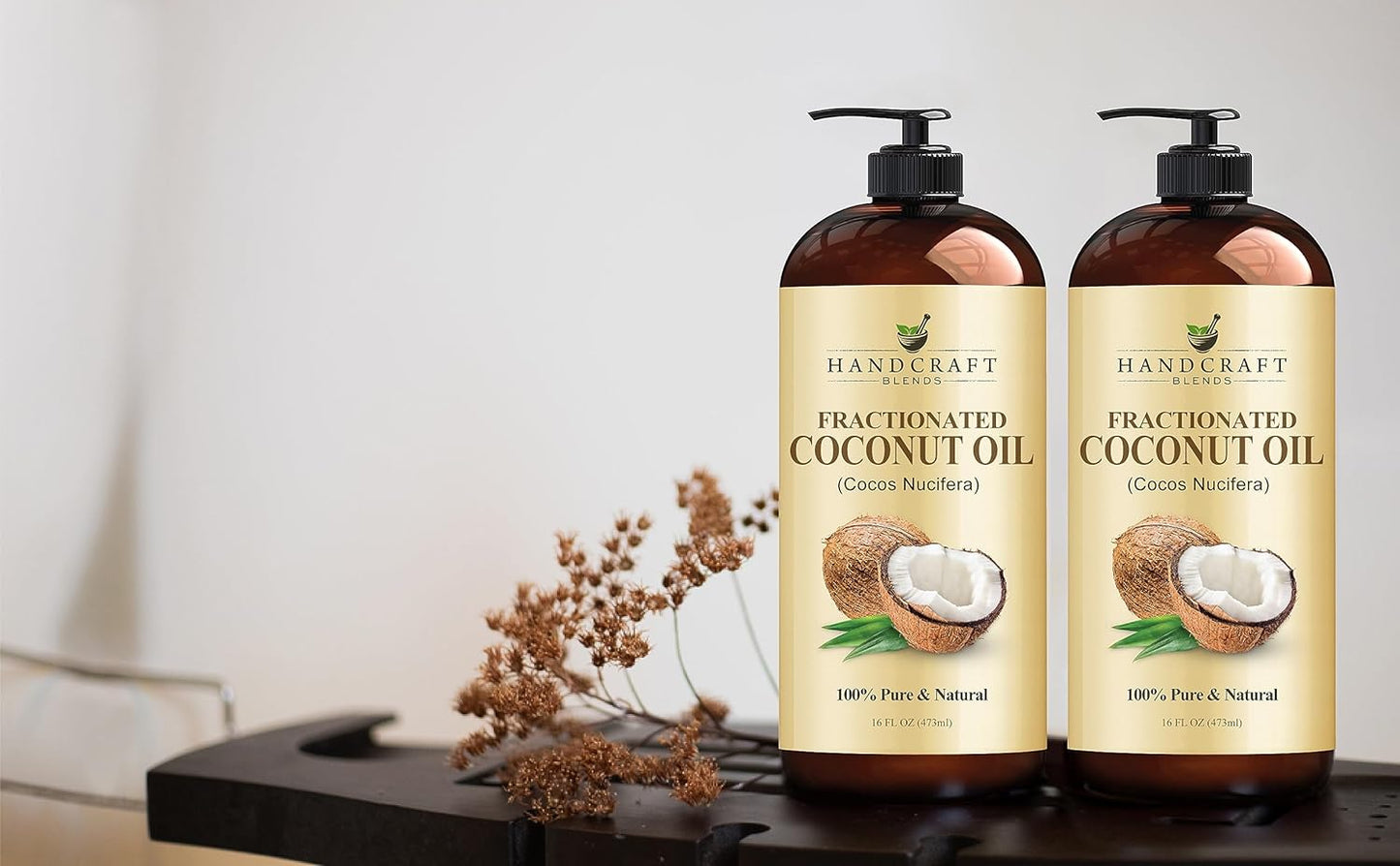 Handcraft Blends Fractionated Coconut Oil - 8 Fl Oz - 100% Pure and Natural - Premium Grade Carrier Oil for Skin and Hair - Hair and Body - Massage