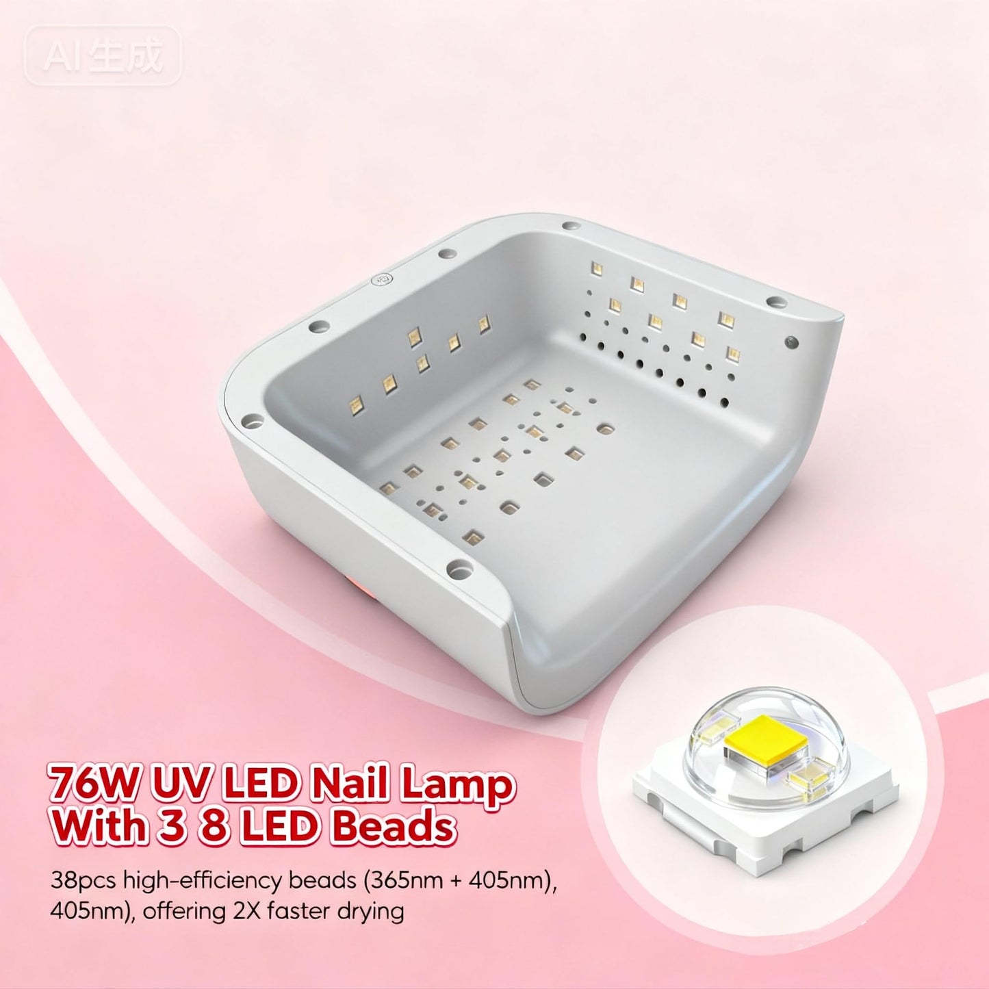 OBEEGOO 76W UV LED Nail Lamp Light Dryer for Nails Gel Polish,LED Nail Dryer with 38 LED Beads,4 Timer,Smart Sensor,LCD Display Fast Curing Gel Nail Polish Nail Art Tools Manicure Accessories