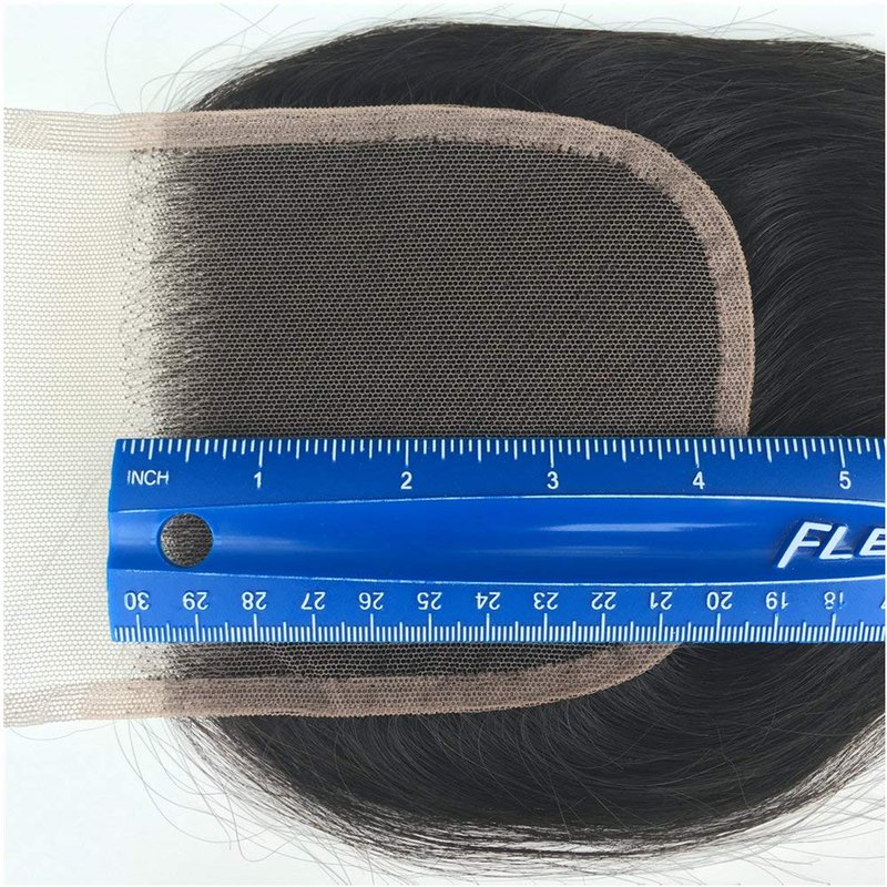 Virgin Human Hair Lace Closure - Swiss Skinlike Transparent HD Lace | Pre-Plucked Natural Hairline, Natural Black, 4x4 Size