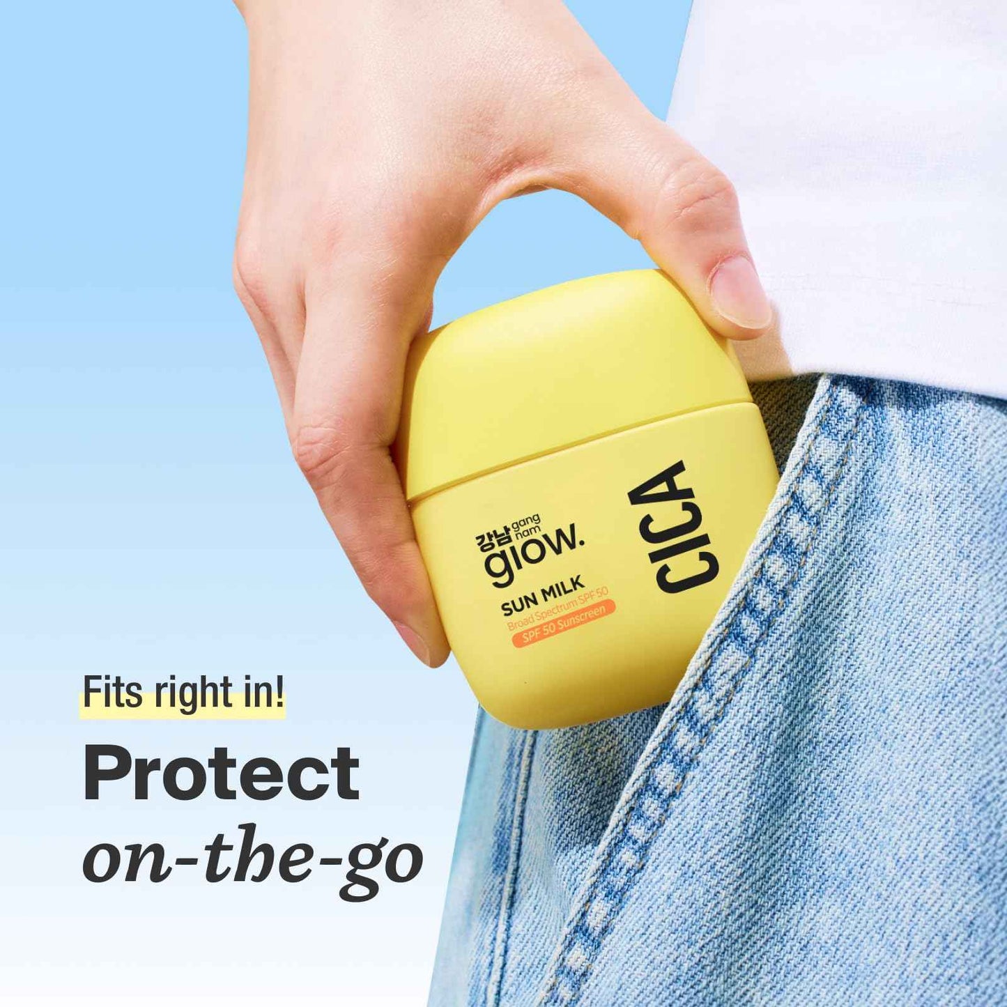 GANGNAM glow CICA SUN MILK, Moisturizer with SPF 50, Invisible Broad Spectrum Sunscreen for Face, No White Cast, Sun Protection with Cica and Niacinamide, Glow Natural Korean Sunscreen 1.69 fl.oz