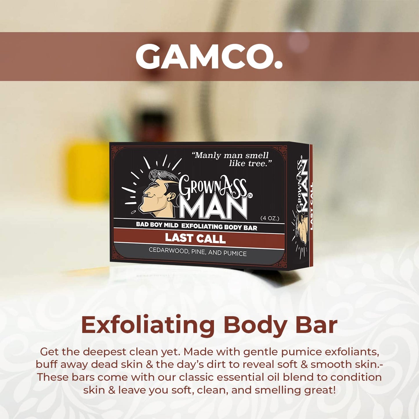 Grown Ass Man Co. Body Bars (Mild Exfoliating Variety Pack, 3-Pack)