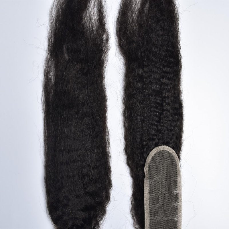 2x6 Kinky Straight Lace Closure Brazilian Human Hair Coarse Italy Yaki Closure 6x2 Frontal For Black Women Pre Plucked Natural Black (2x6 kinky straight closure, 16inch)