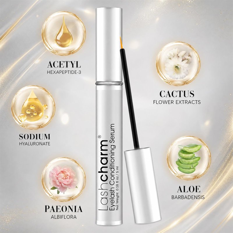 Eyelash Growth Serum, 5ML Lash Serum for Longer Thicker Fuller Lashes, Lash Enhancing Serum with Gentle Vegan Formula for Natural Lash Growth