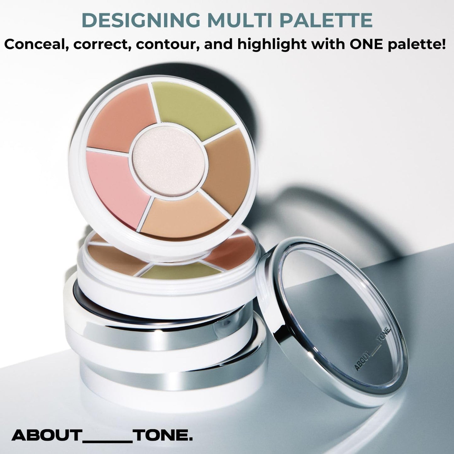 ABOUT TONE Designing Multi Palette All-In-One Palette Concealer Corrector Highlighter Contour Shading Shaping Buildable Blendable Longlasting High Adherence Full Coverage Dark Circles Blemish Redness