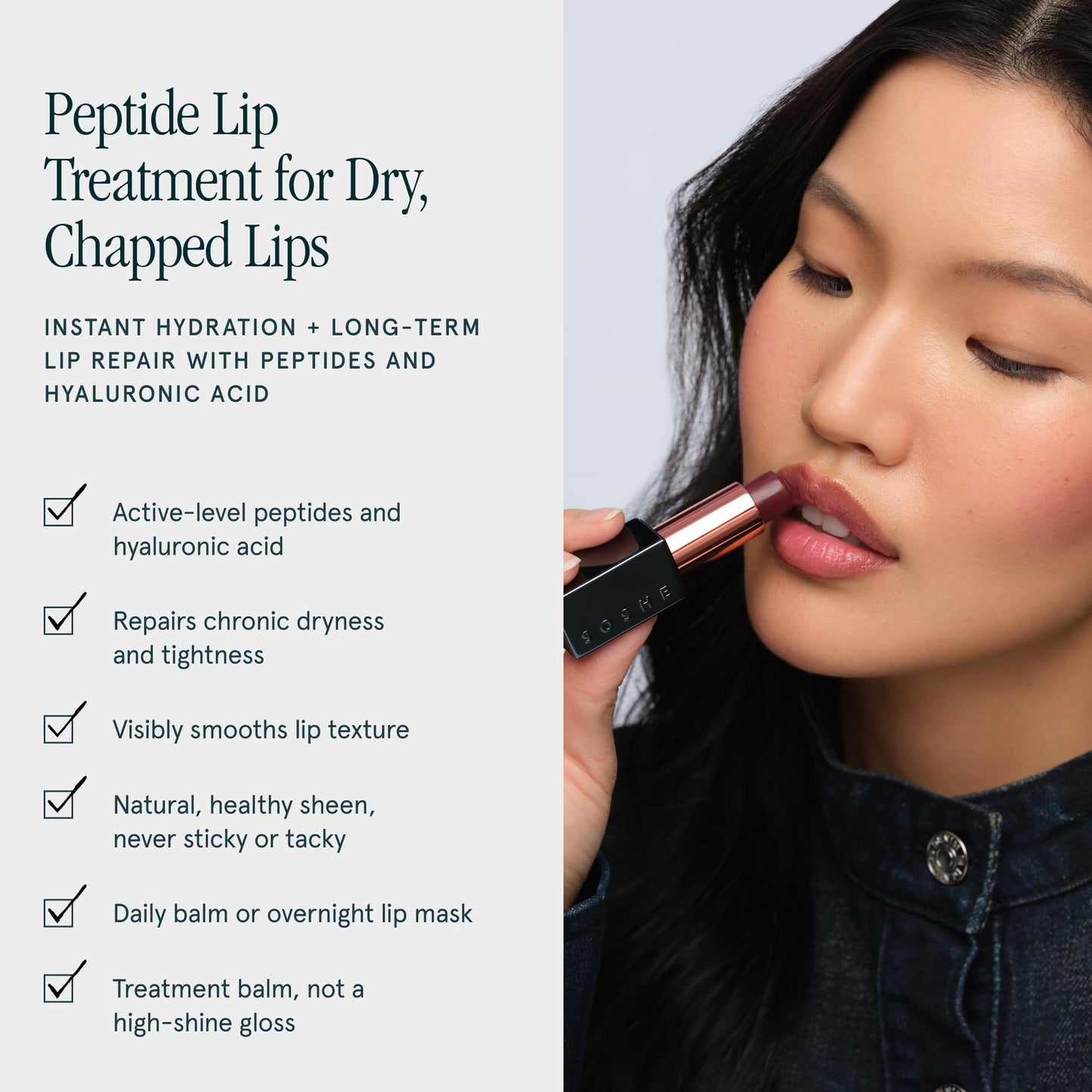 SOSHE Beauty - Peptide Glow Hydrating Lip Treatment | Intense Moisture | Peptides, Vitamin E, Hyaluronic Acid | Cruelty-Free, Certified Plastic Negative (Pearl - Clear)