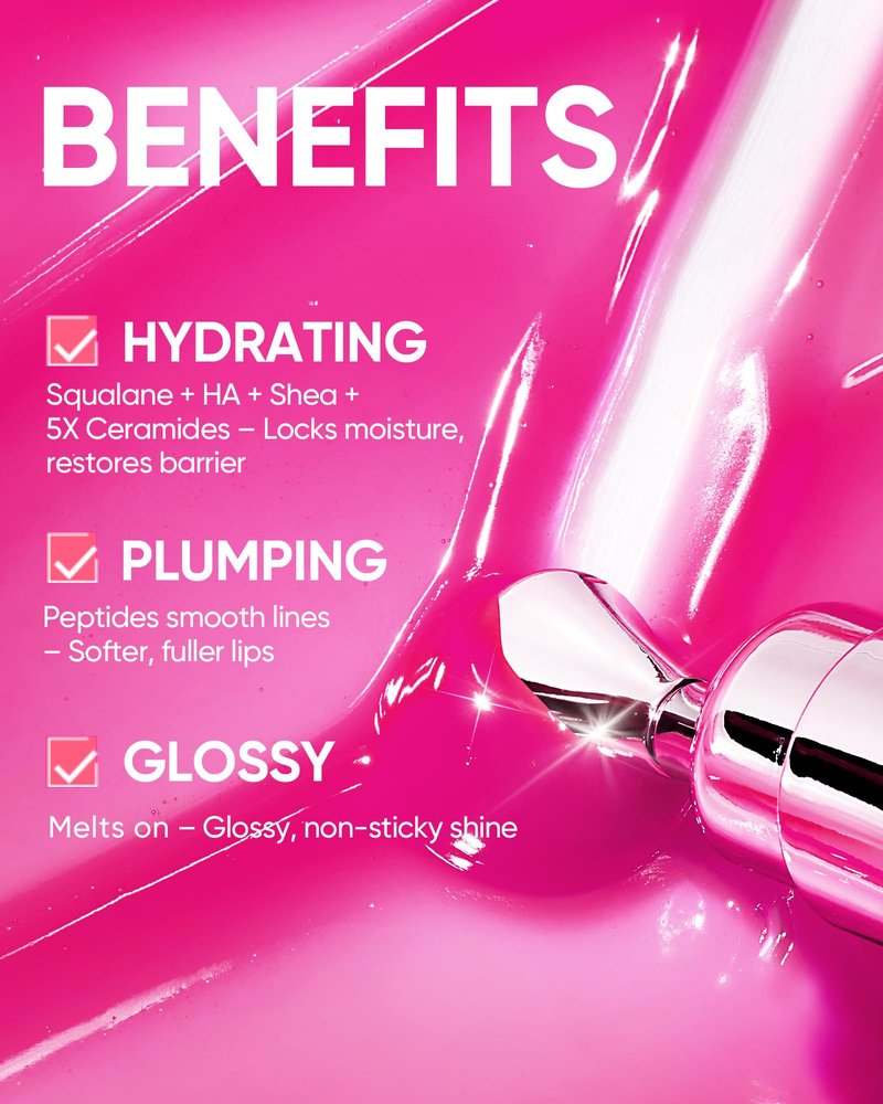 SKINTIFIC Peptide Brightening Lip Serum, Hydrating & Plumping Tinted Lip Gloss, Moisturizing Lip Balm with Polypeptides & Squalane for Glossy Sheer, Smooth Lips(01 Baby Pink)