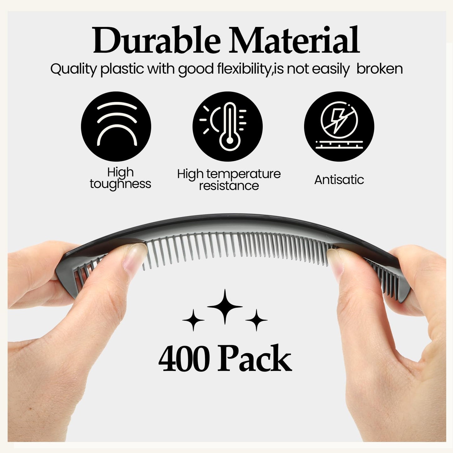 Zopeal 400 Pieces Hair Comb Bulk 5 Inch Mini Small Plastic Black Combs for Hair Cutting Pocket Styling for Women Men,Travel, Hotel, Homeless, Nursing Home, Charity
