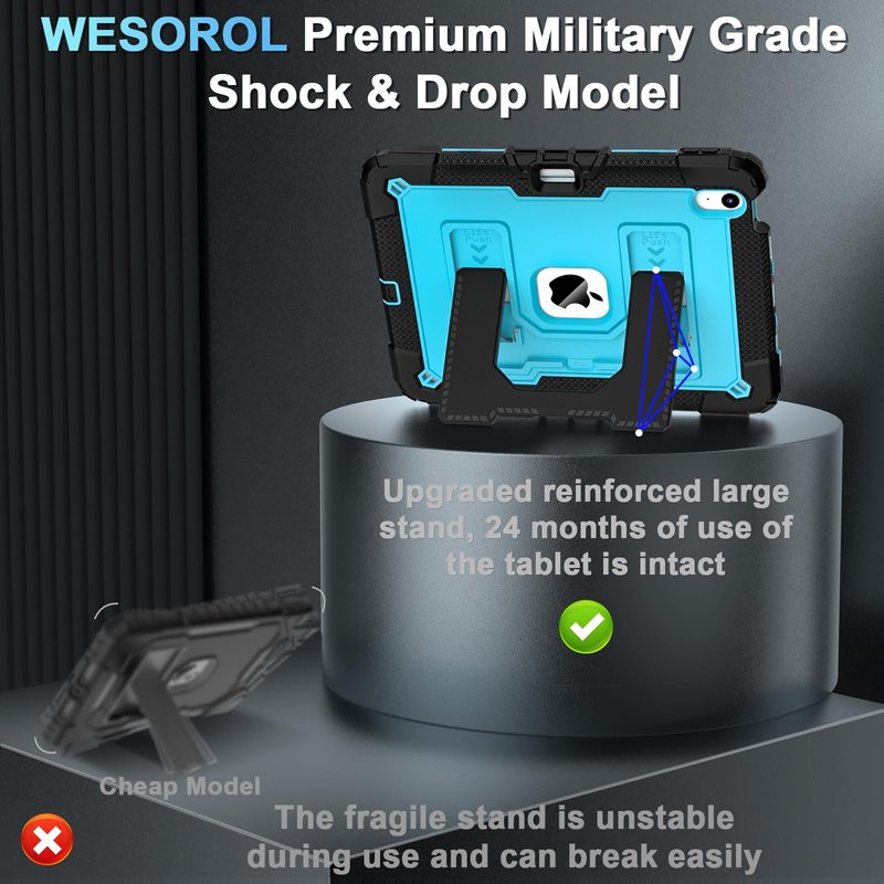 WESOROL CASE for iPad Air 11 Inch M4/M3/M2 (2026/2025/2024) iPad Air 5th/4th Generation Case 10.9 Inch (2022/2020),Military Grade Shockproof iPad Case Air 11 Inch with Pencil Holder, Black Blue