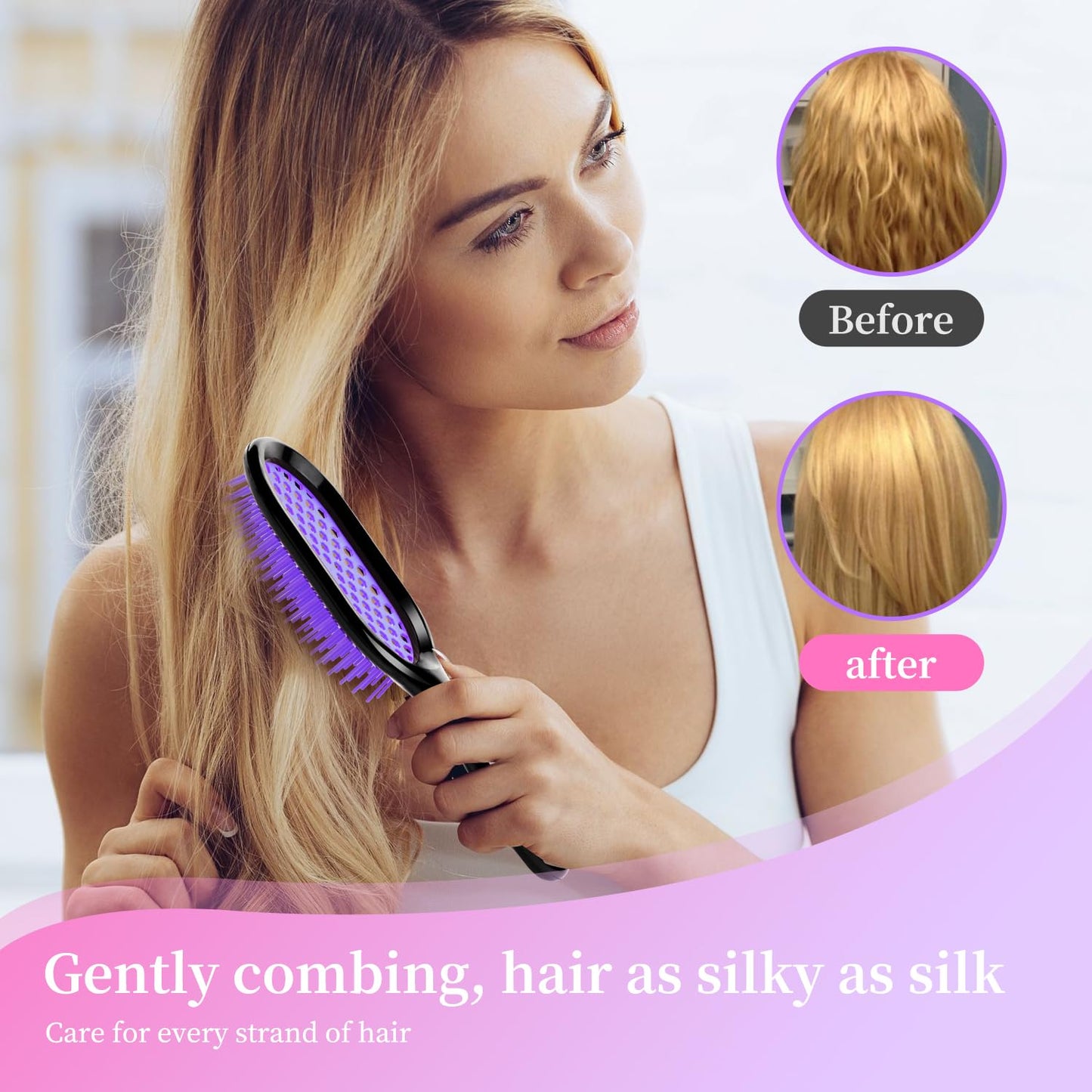 Detangling Brush,1 Pack Detangler Brush, Gentle & Effective Detangling on Wet or Dry Fragile Hair Types,Ultra-light, Detangling Brsuh ventilated and antistatic hairbrush (Blue)