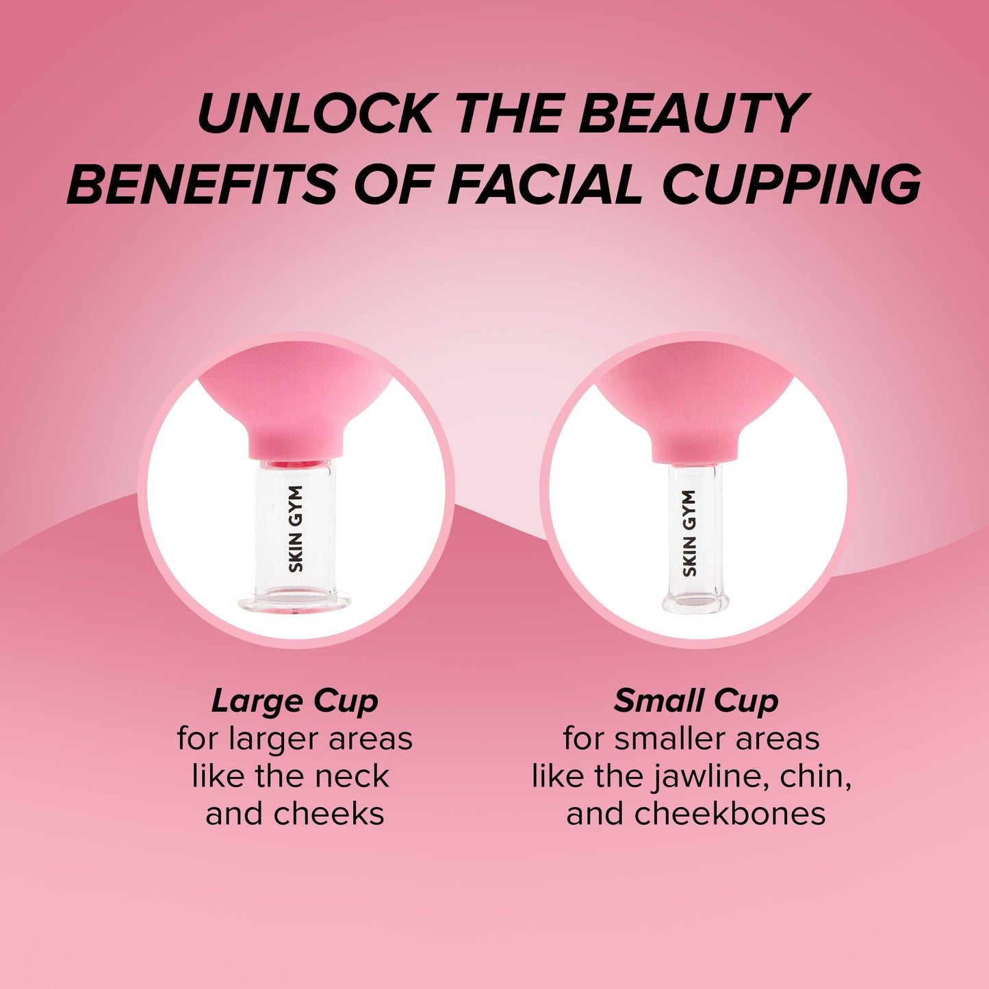 SKIN GYM Facial Cupping Set for Face and Body | Silicone Vacuum Suction Glass Facial Massage Cups | 2-Piece Set