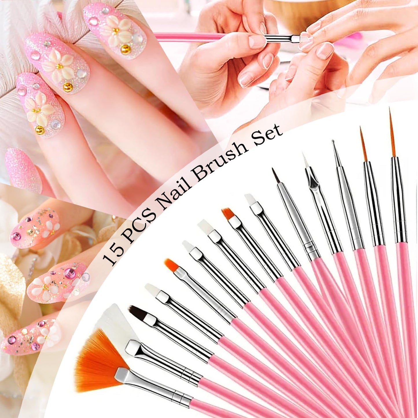 Nail Art Tools, Nail Brush, 15 PCS Nail Art Brushes, Resin Nail Art Palette,5 PCS Nail Dotting Tool,2 Sets Nail Stand,Nail Tools, Nail Design Tools for Nail Art DIY