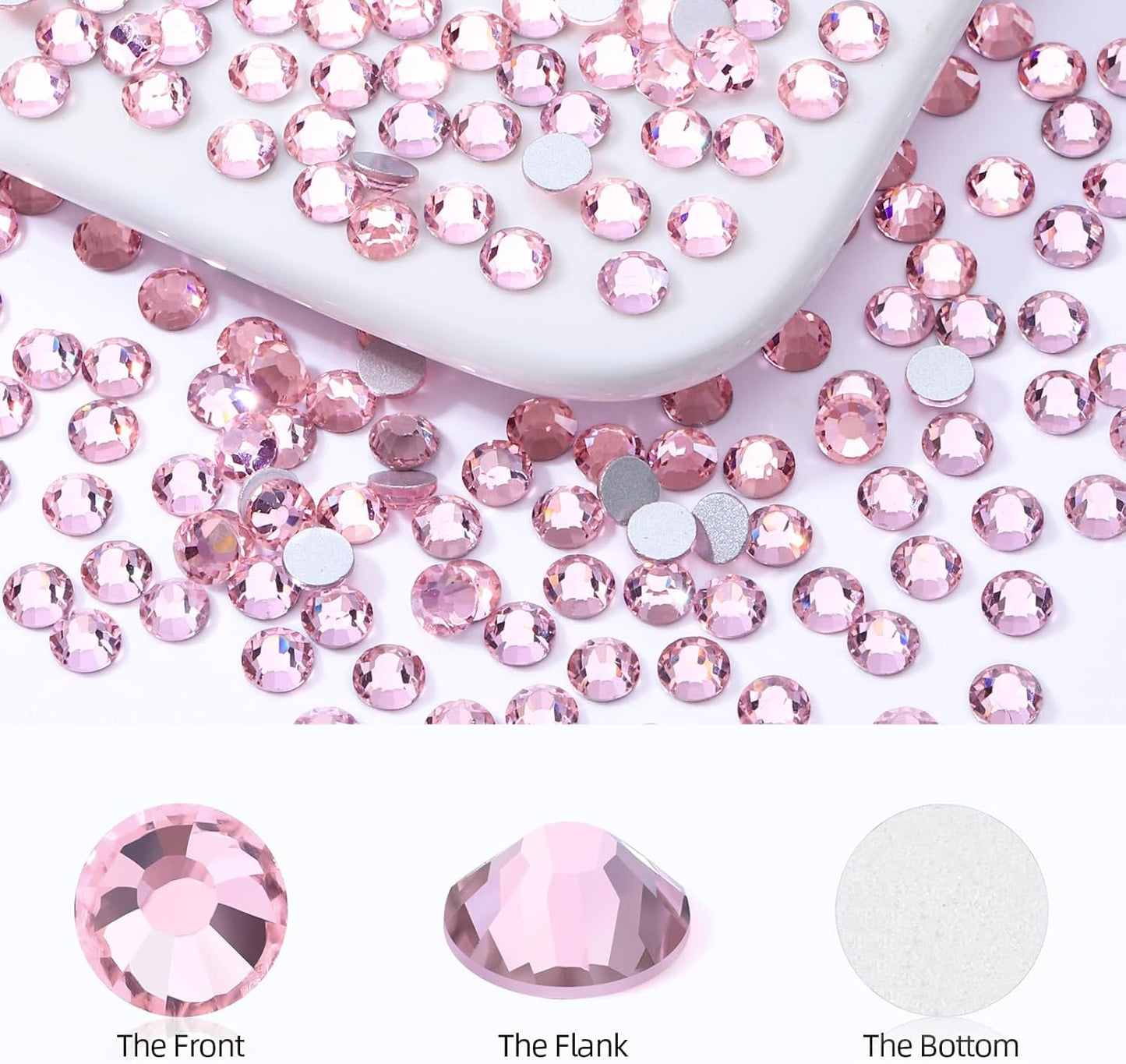 Pink Flatback Rhinestones - Glass Nail Art & Craft Gems | SS20, 2880pcs, 4.6-4.8mm